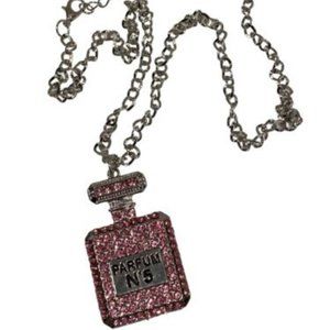 necklace perfume bottle crystal pink fashion jewelry